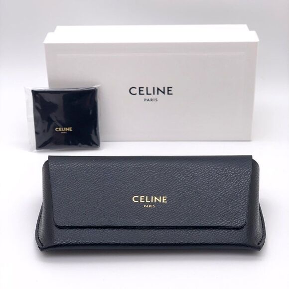 NEW Celine CL40008I 39N Unisex Shiny Yellow Green Rounded Cat Eye Sunglasses - Picture 9 of 12